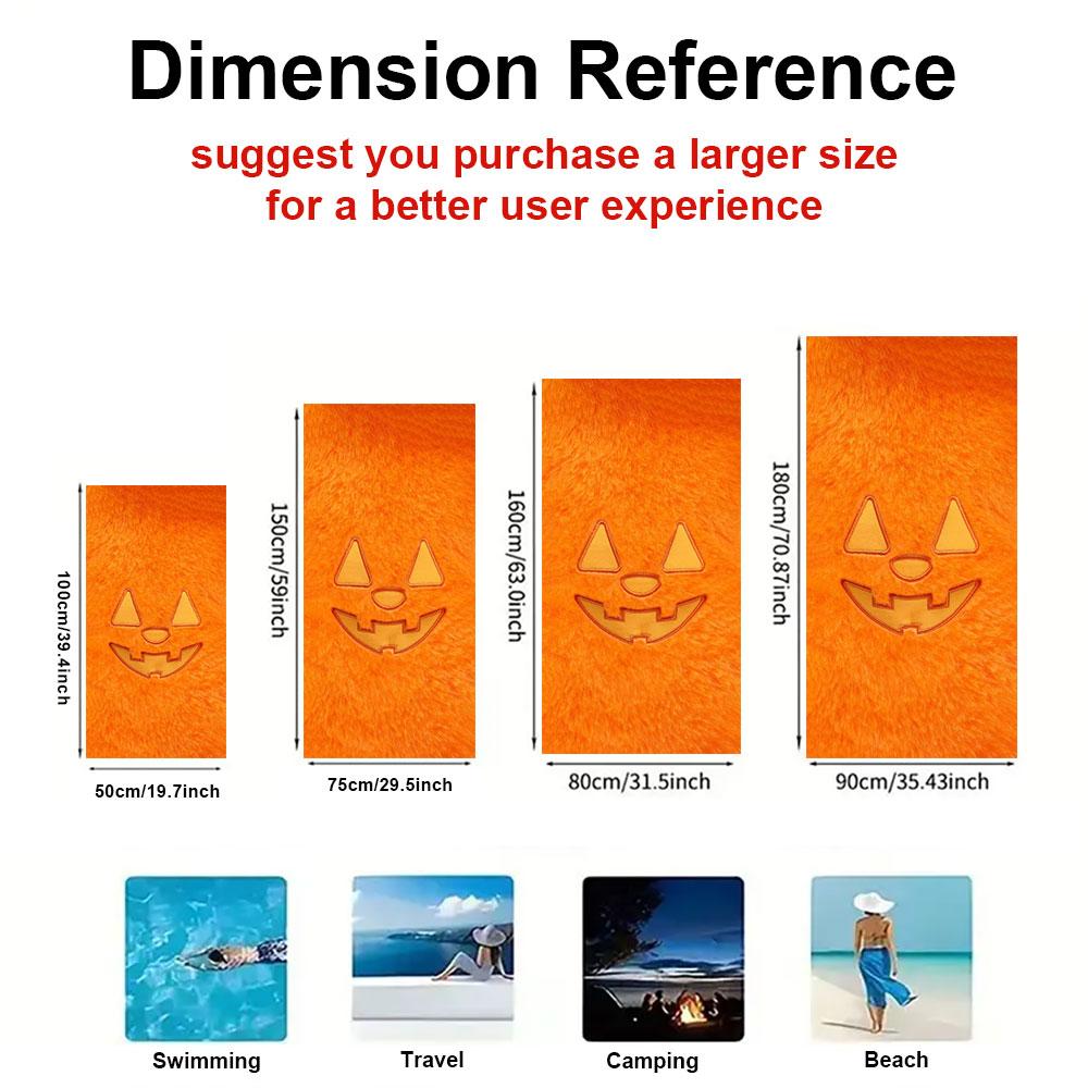 Halloween Furry Pumpkin Face Quick Drying Bath Towel Microfiber beach towel light weight swimming camping yoga beach out
