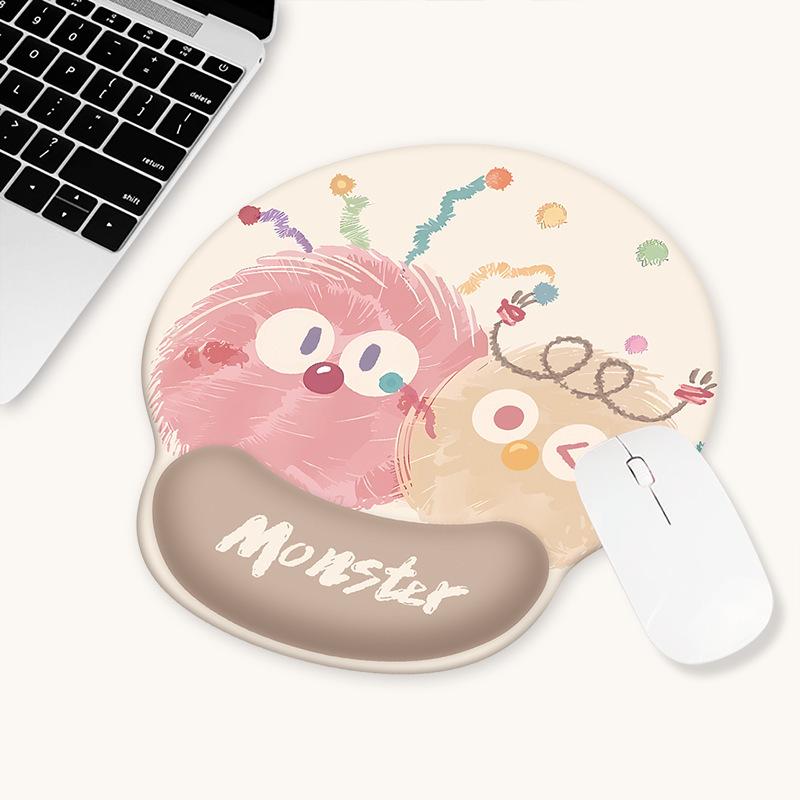 Women's Cute Monster Non-Slip Thick Wrist Rest Mouse Pad for Office or Laptop Use