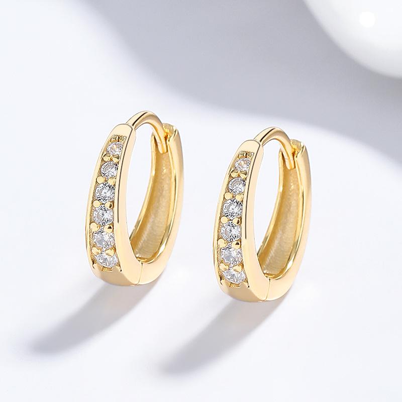 Factory Best Price 925 Sterling Silver Simple Zircon Earring Gold Plated Hoop Earrings Jewelry Women