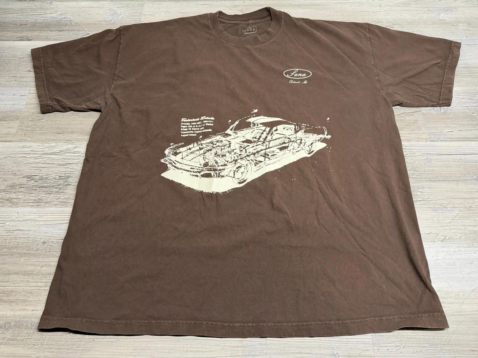 

SANA Detroit 67 Mustang T Shirt Sz XXL Brown Double Sided Heavyweight S