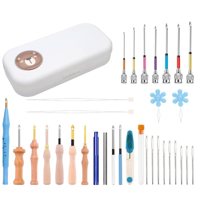 

1 Set Punch Needle Embroidery Kits DIY Punch Needle Set Large Eye Sewing Needle Punch Needle Tool for Needle Punching 1