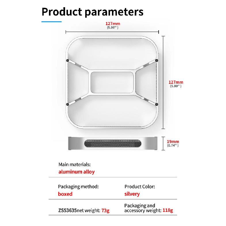 Stolní stojánek Zvýšení počítače Prachotěsná základna Chladicí držák z hliníkové slitiny Dok pro Mac mini M4/M4 Pro