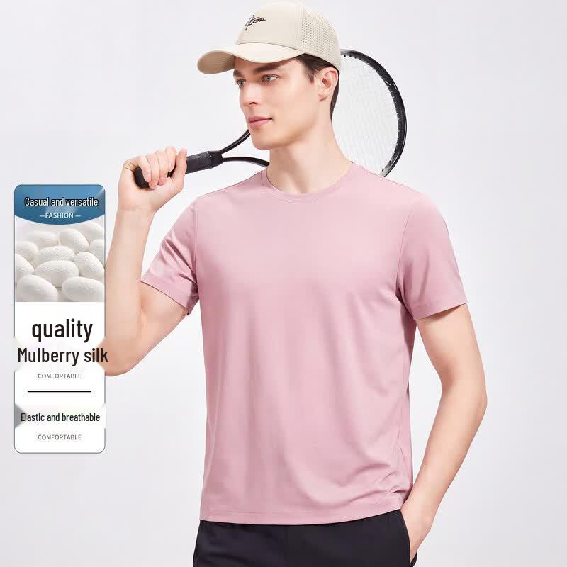 Antonio Men s Mulberry Silk Blend Round Neck T-Shirt 56