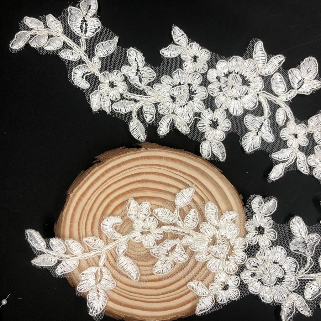 White Black Red Flower Wedding Dress Embroidery Applique Patch Clothing Accessories Handmade Diy Bridal Headgear Material