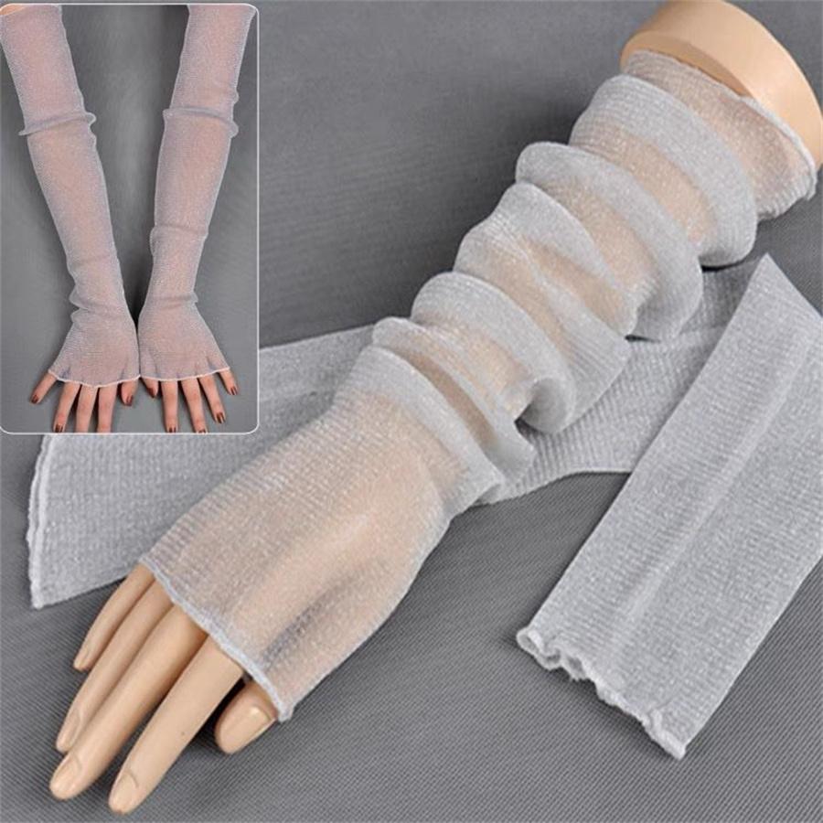 Sheer Mesh Arm Sleeves Sun Protection Gloves for Women
