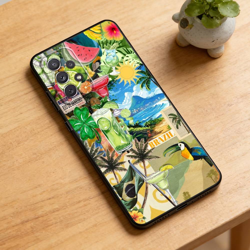 

Brazil Brasil Summer Phone Case For Samsung Galaxy A73,21,22,32,71,53,52,51,80,5G Soft Black Cover Samsung a52
