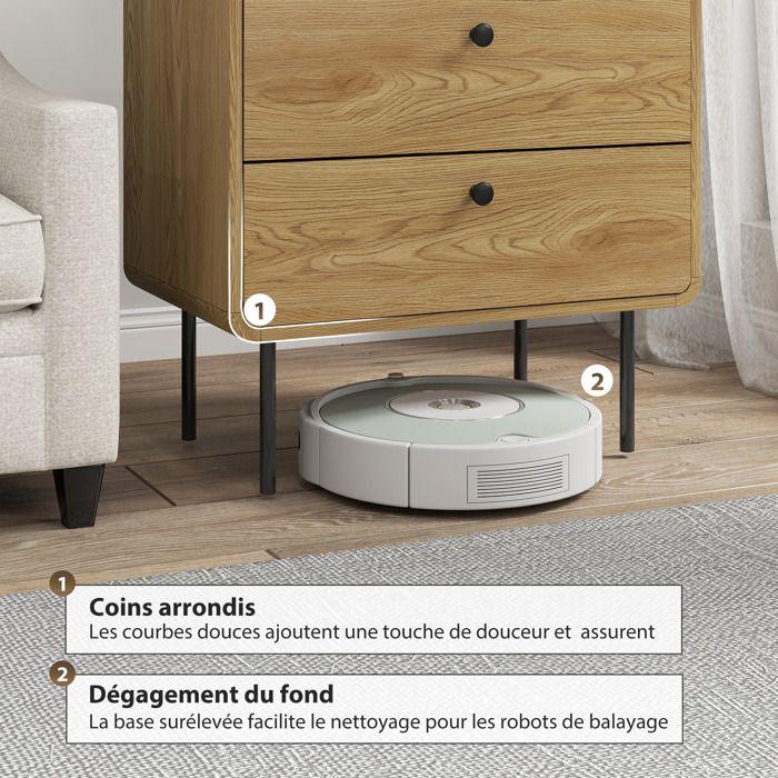 Commode - HOMCOM - 4 tiroirs - pieds en acier, coins arrondis - panneau de particules et MDF - 60 x 39 x 91,5 cm - chêne