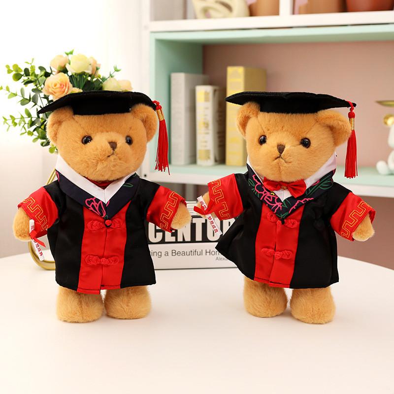 Doctor Plush Delightful Bear With Long Fur And Graduation Outfit Perfect For Collectors