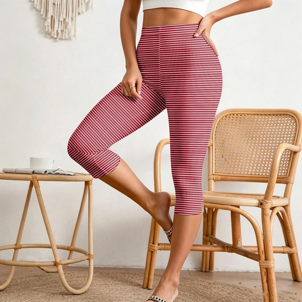 Women's Casual Elastic Waist Capri Pants Slim Fit Lightweight Stretchy Cropped Trousers with Side Slit Detail for Everyday Wear