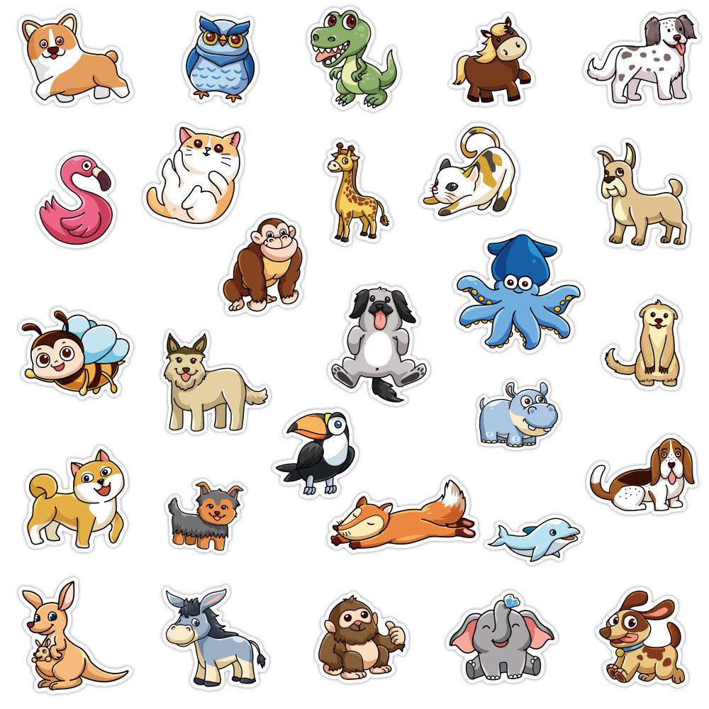 100 Cute Cartoon Animal Graffiti Stickers - Waterproof, DIY for Suitcases & Phone Cases