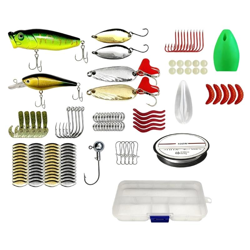 

127/133 шт. Набор рыболовных аксессуаров, приманок, воблеров, включая кейс для хранения крючков для энтузиастов, долговечное использование