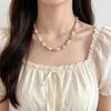 Colorful Beaded Choker Pearlescent Round Bead Necklace Boho Beaded Necklace Jewelry for Women Holiday Summer Beach Vacation