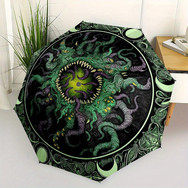 

Enchanted Mandala: Mystical Green & Purple ArtworkUmbrella with Cute Design, Portable 3-Fold Compact Umbrella for Men & Women, Valentine s Day Mother