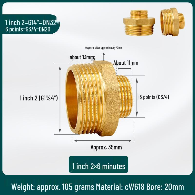 Copper Reducing Coupling and Tee Reducer Elbow, Female To Male Thread, 4 To 6 Points Conversion.