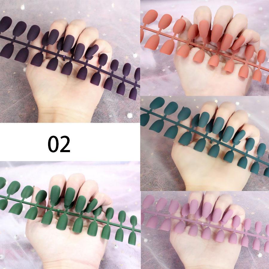 5pcs/box Quick Nails DIY Matte Ballet False Nails Solid Color Finished Nail Art Wear Matte Nail Art  Press On Nail