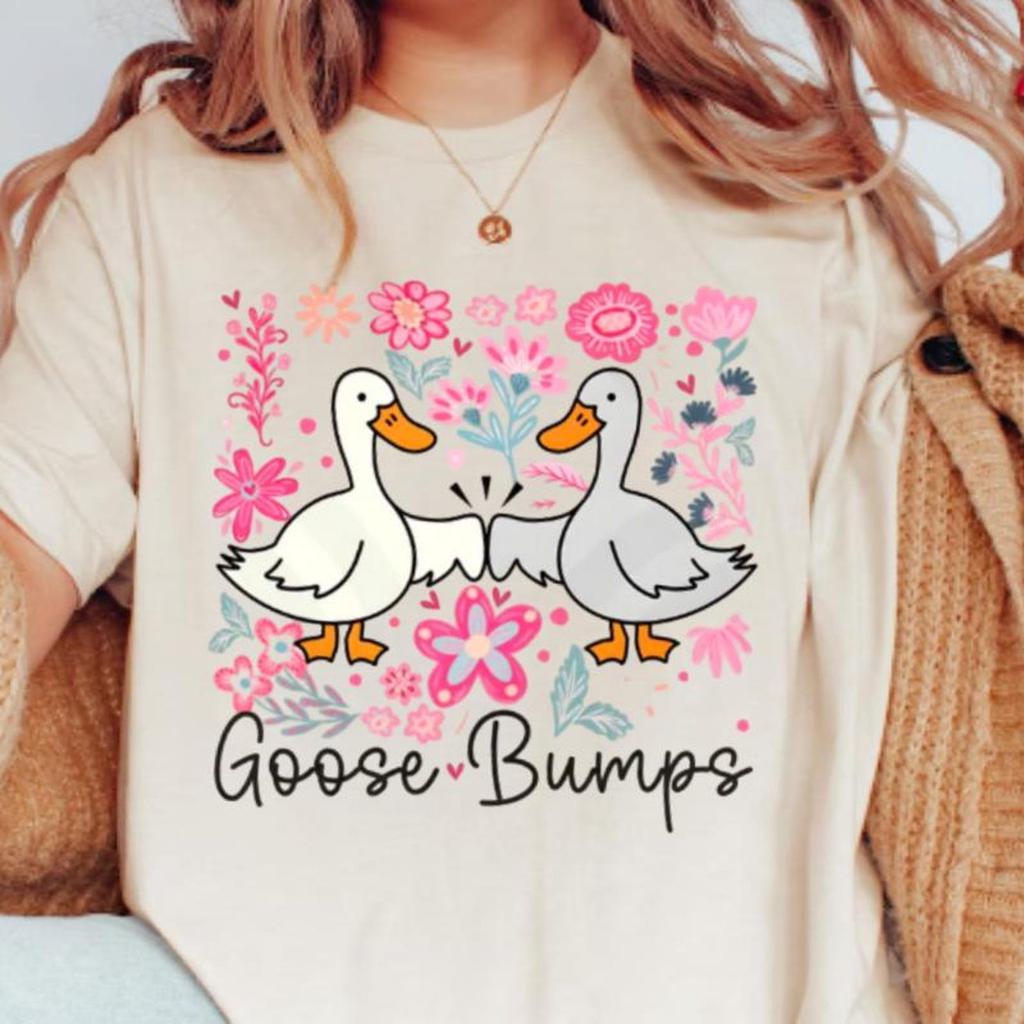 Goose Bumps Shirt, Boho Floral Goose Lover Tee, Goose Outfit, Silly Goose Bump, Preppy Girly Trendy Meme Shirt, Mama Goose Aesthetic Tee