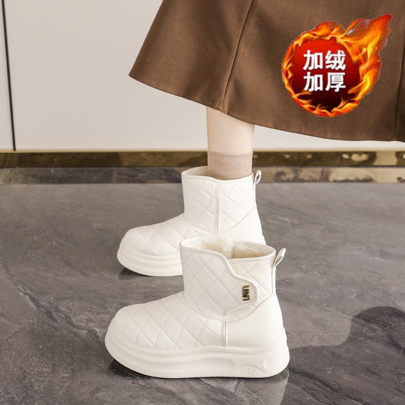 Fleece snow boots winter new thickened warm cotton shoes thick sole heightening large cotton short boots cotton boots