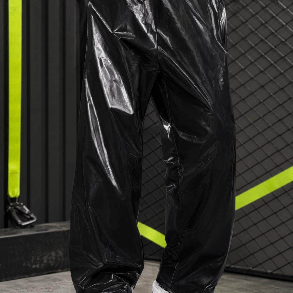 Tuta da Sauna in PVC Polsini Elastici Abbigliamento da Allenamento Set Fitness Leggero Ciclismo