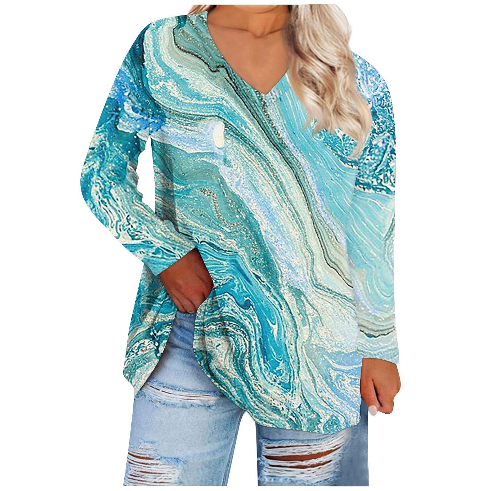 Женская свободная и удобная футболка с длинными рукавами и круглым вырезом — фото 7