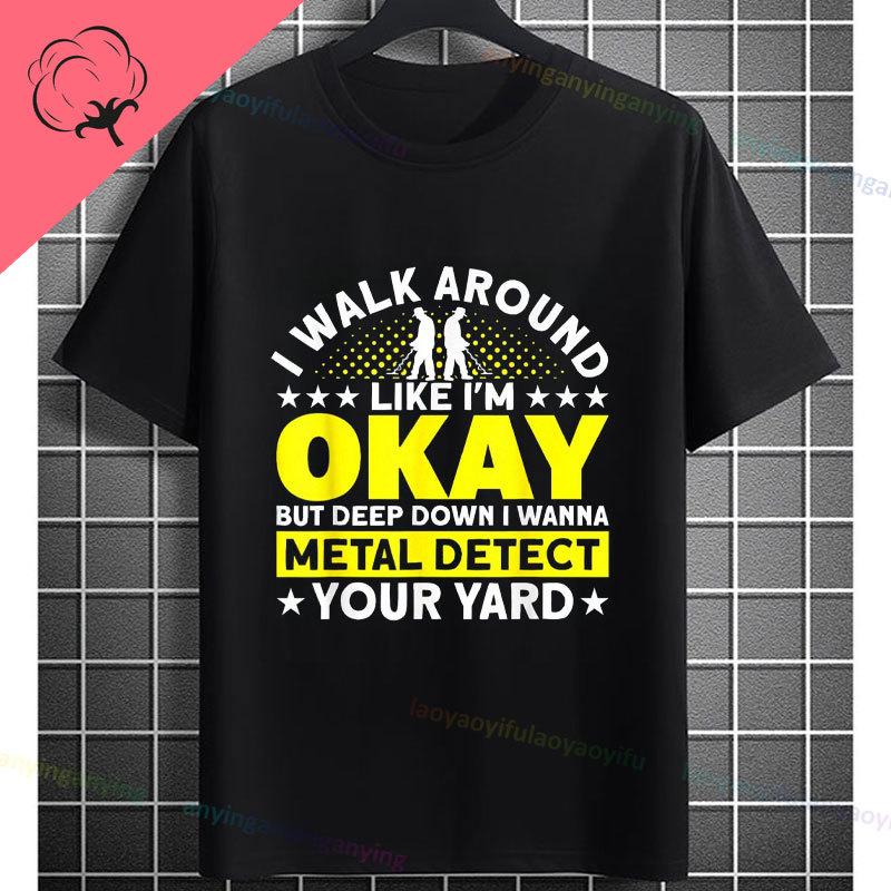 Funny Metal Detecting Is My RetireUnisext Plan Slogan Metal Detectors Graphic Tshirt Short Sleeve 100 Cotton Casual Tee