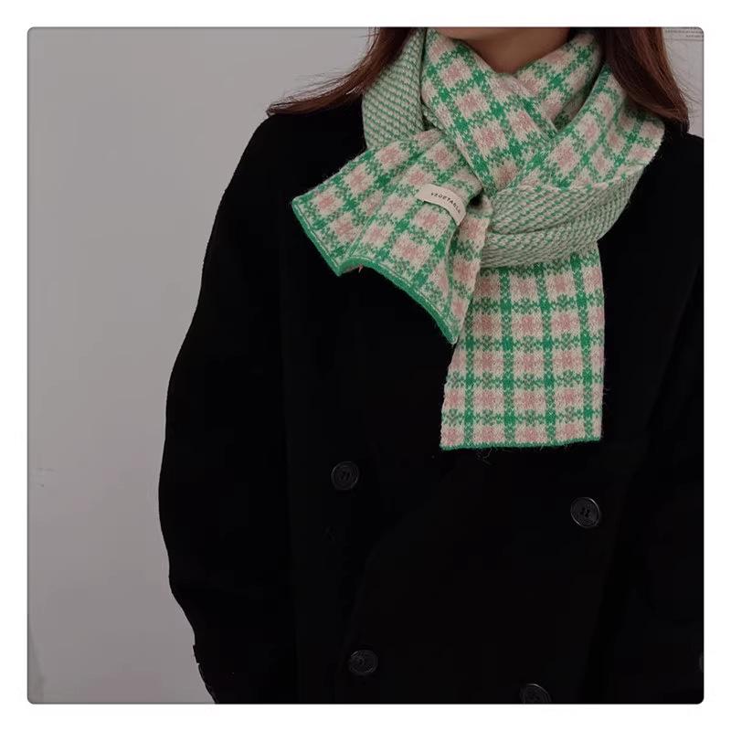 Écharpe d'hiver à carreaux pour femme - Épaisse, chaude, chauffe-cou d'extérieur pour Noël et le Nouvel An