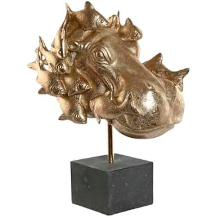 Figurine décorative - HOME ESPRIT - Hippopotame - Noir - Multicolore - 33 x 21,5 x 45 cm