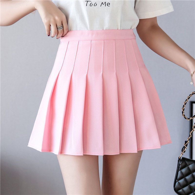 Miniröcke für Damen, Sommer, japanische Schule, Faltenröcke, hohe Taille, Kawaii, süßer rosa karierter Rock, Uniform, Harajuku