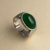 Copper Rings For Women Couple Minimalist Handmade Big Green Stone Ring Fine Jewelry Gift Prevent Allergy