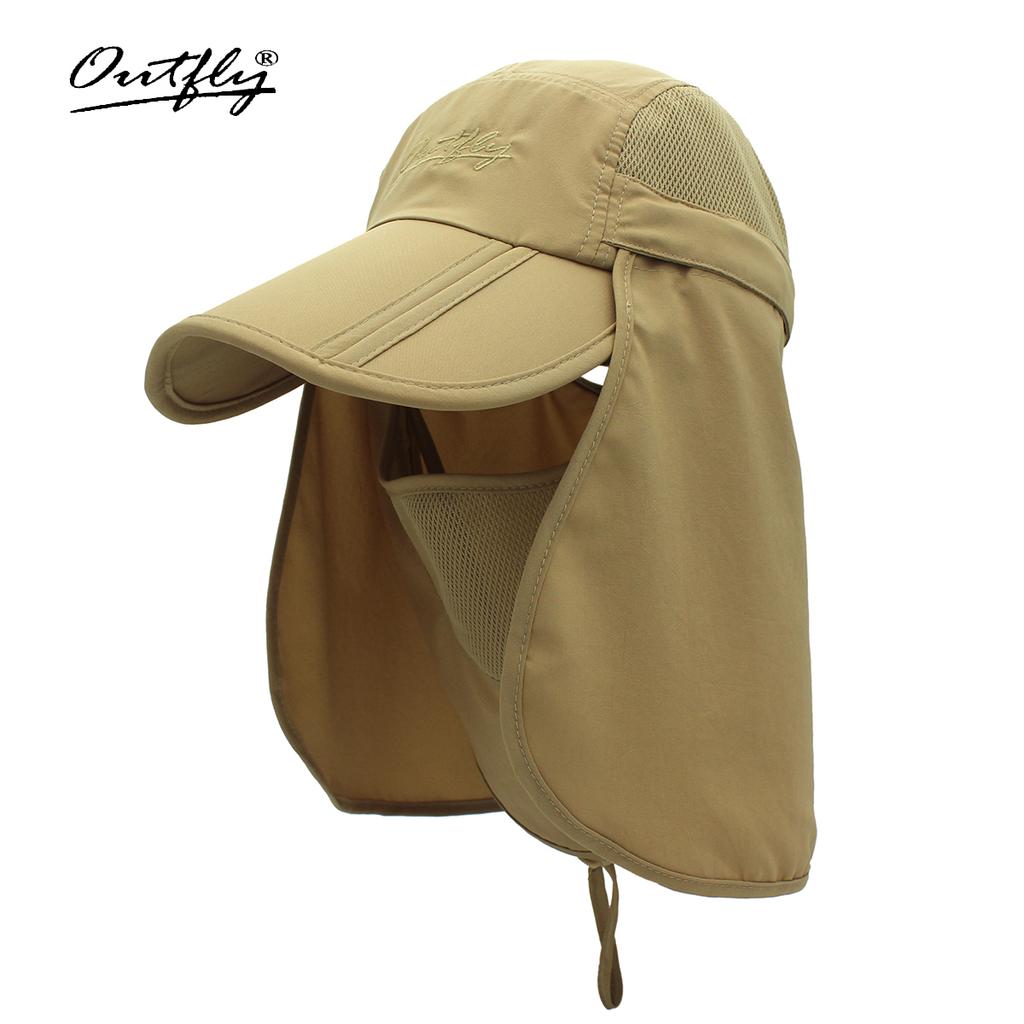 Outfly Summer Cap UV Protection Shawl Hat Outdoor Activity Travel Sun Cap Removable Sunscreen Mask Quick Dry Mountaineering Hat