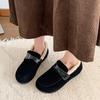 Fashion Padded Warm Cotton Shoes Women's Autumn Winter New Retro Round Toe Flats Slip on Soft Bottom Suede Comfortable Females Shoes