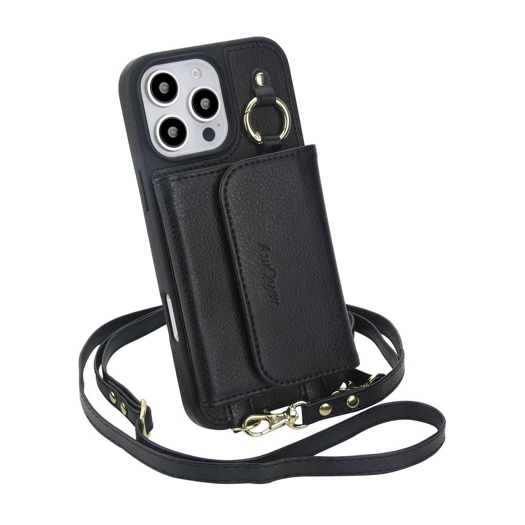 Designed for iPhone 16e/16/15/14/13/12 Pro Max Wallet Case Detachable Wallet Case with Crossbody Strap [Compatible with MagSafe]