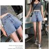 WTEMPO High Waist Denim Shorts Women Loose Spring and Summer Wide Leg A-line Thin Curled Bottom Casual Shorts