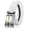 GONZ Golf Genuine Slide No Addictive White Men's Belt, Leather, Lock, Adjustable, Holes, Fit,