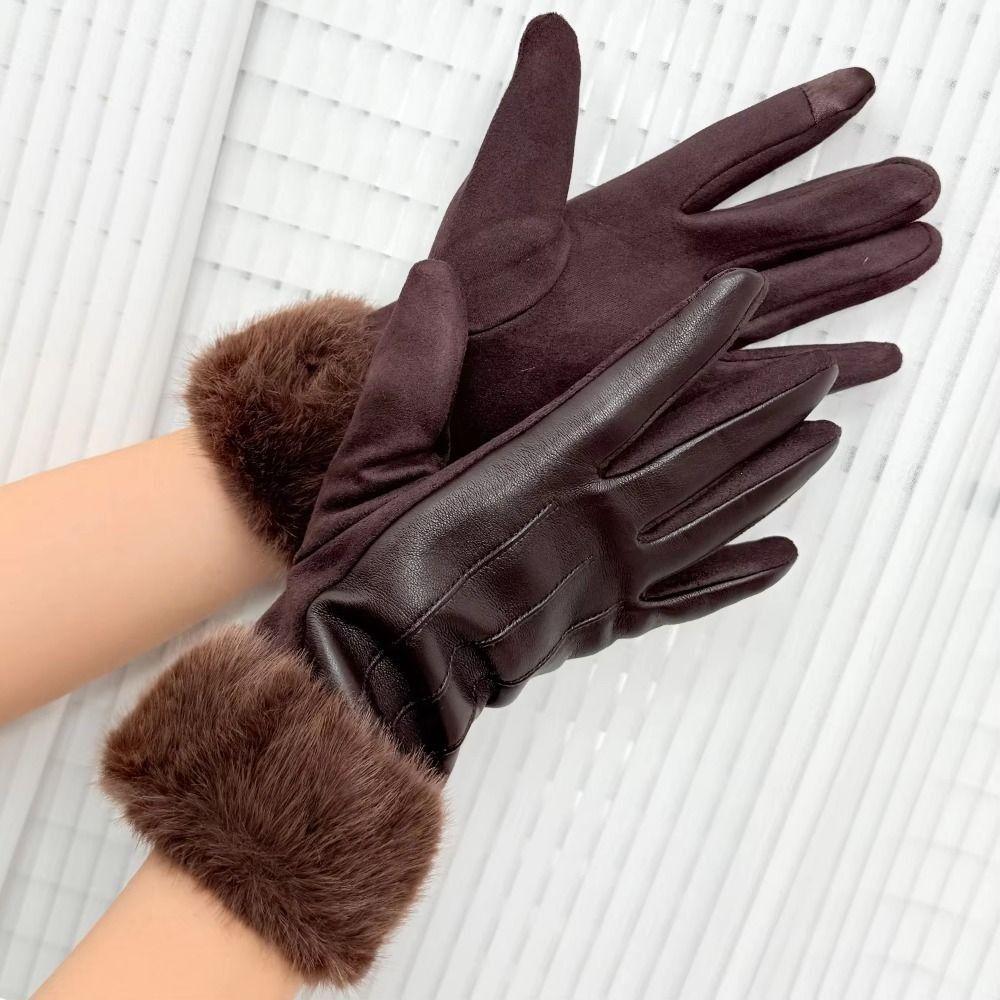 Gants Thermiques Doublés à Écran Tactile pour Femmes Couleur Unie Gants Thermiques d'Hiver pour Femmes Saison Hiver