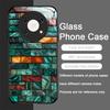Colorful Brick Texture Printed Tempered Glass Phone Case for Xiaomi 15 Pro+ 14 Ultra 14T 13 12 11 Lite 10 11T PRO 5G Back Covers