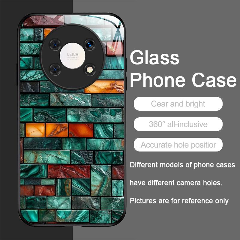 Colorful Brick Texture Printed Tempered Glass Phone Case for Xiaomi 15 Pro+ 14 Ultra 14T 13 12 11 Lite 10 11T PRO 5G Back Covers
