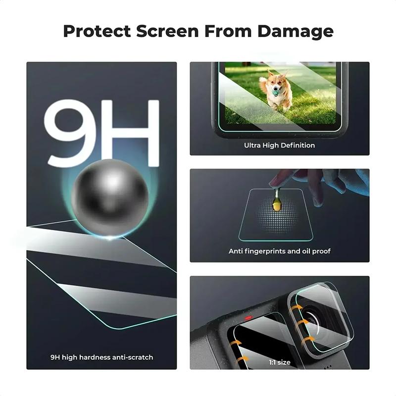 9 in 1 Camera Tempered Films for For Go Pro Hero 13 Black HD Clear Anti Scratch Lens Tempered Glass Screen Protectors for GoPro