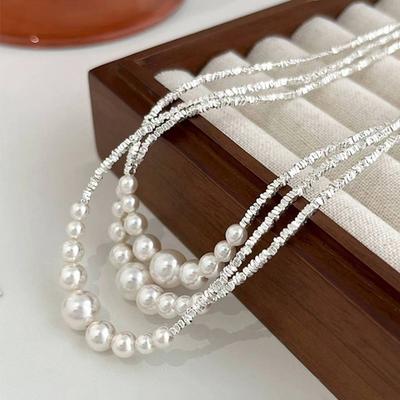 Small Pearl Broken Necklace Female High-end Noble Niche Design Female Light Luxury Collarbone Chain