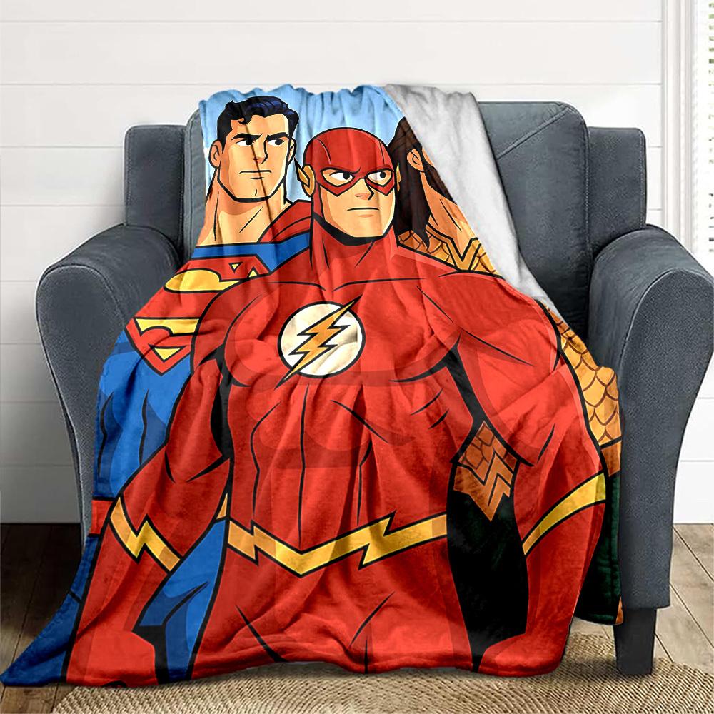 

1pc Superman, Flash Blanket Lightweight Flannel Throw For Sofa, Bed, Travel, Livingroom, Office, Couch, Chair, And Bed 80x120cm