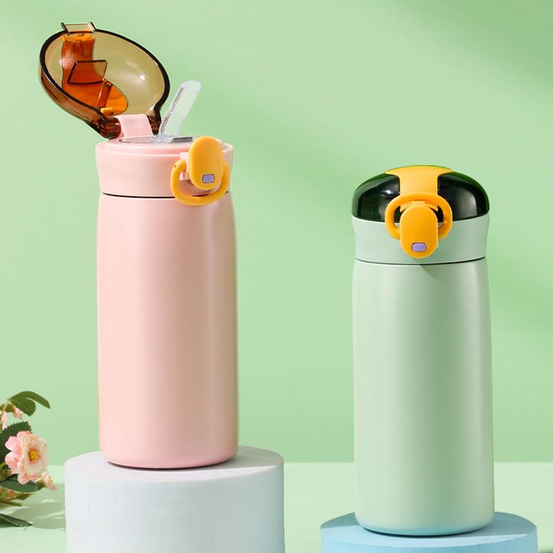 Dětská termoláhev z nerezové oceli 320/460ML Přenosný dětský hrnek se slámou studená a horká termoska na studenskou vodu