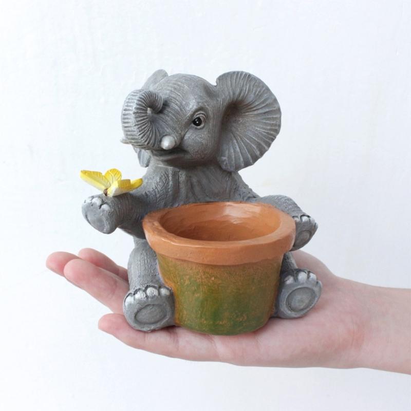 Creative Elephant Bird Planter Flower Pot For Home Garden Decoration Handpainted Resin Plant Pot For Indoor Outdoor