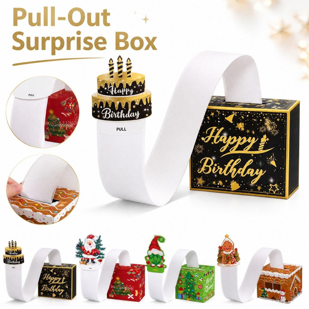 Christmas Pull Box, Gift Box Prop for Christmas Party Decorations and Setup