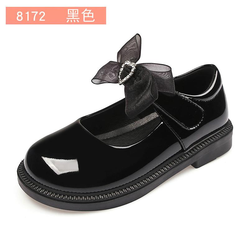 

Детская кожаная обувь 2025 Новые туфли-лодочки для девочек, принцессы, на мягкой подошве, повседневные, студенческие, черные, для выступлений 28 (Insole 18.1cm)