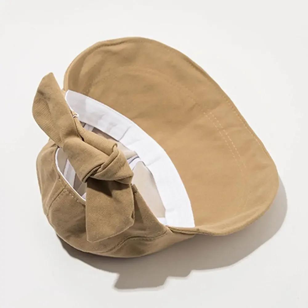 Spring Summer Big Wide Brim Sun Visor Hats Women Girl Sweet Bows Bucket Hat Soft Cotton Outdoor Travel Portable Baseball Cap