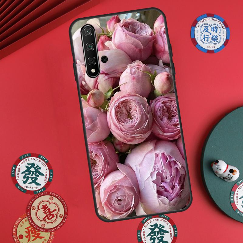 Elegant Pink Purple Peony Flower For Huawei Nova Y60 Y70 Y90 Y72 Y73 Y61 Y91 7i 8i 11i 12i 12s 9 10 SE P20 P30 P40 Lite Case