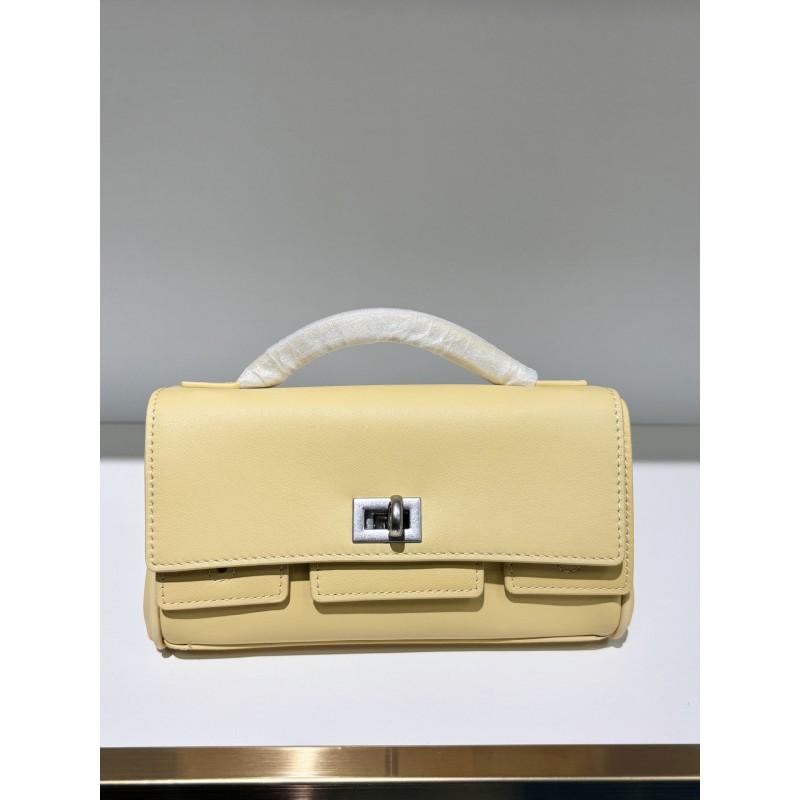 Genuine Leather Mini Square Bag With Lock Top Handle Crossbody Shoulder Women