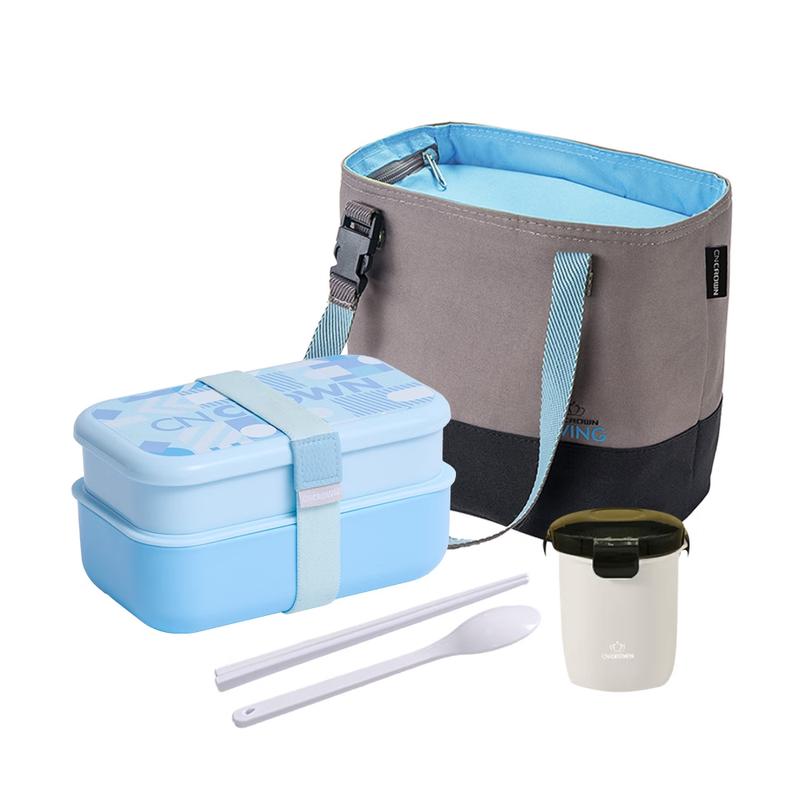 CNCrown Aegean Blue Double-Layer Divided Lunch Box