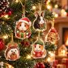 Christmas Tree Hanging Ornaments 24 Days Advent Calendar with Pet Animal Charms Gift for Lovers Cute And Daily Home Decor Acrylic