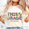 Personalized Third Grade Teacher Shirt, FAUX PATCHWORK School Staff T-Shirt, CUSTOM 3rd Grade Teacher Team TShirts, Back To School Tee