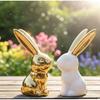 Home Decor Rabbit Statues,1 Pair, Small Decorative Accents for Shelves, Livingroom and Bedroom, Gold and White (Rabbit)